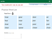 Practice Word List